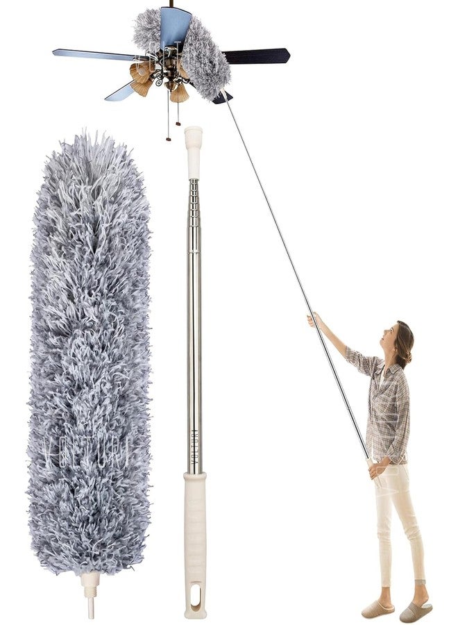 PILLTOX Microfiber Feather Duster Bendable & Extendable Fan Cleaning Duster with 100 inches Expandable Pole Handle Washable Duster for High Ceiling Fans,Window Blinds, Furniture (Standard) - Image 1